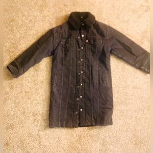Levi’s Long Black Denim Sherpa Jean Jacket|Women Size: XS|NWT